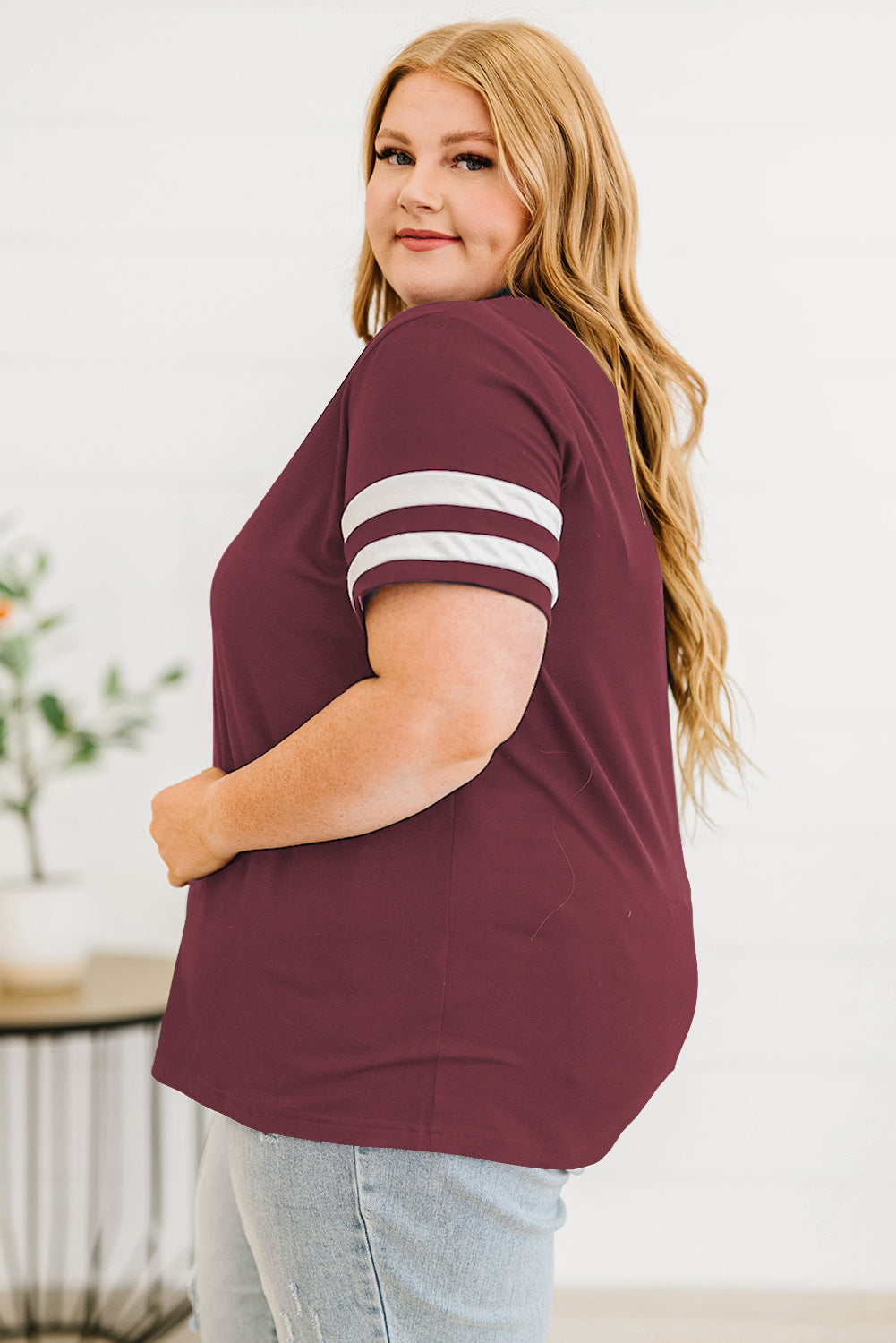 Striped V-Neck Tee Shirt