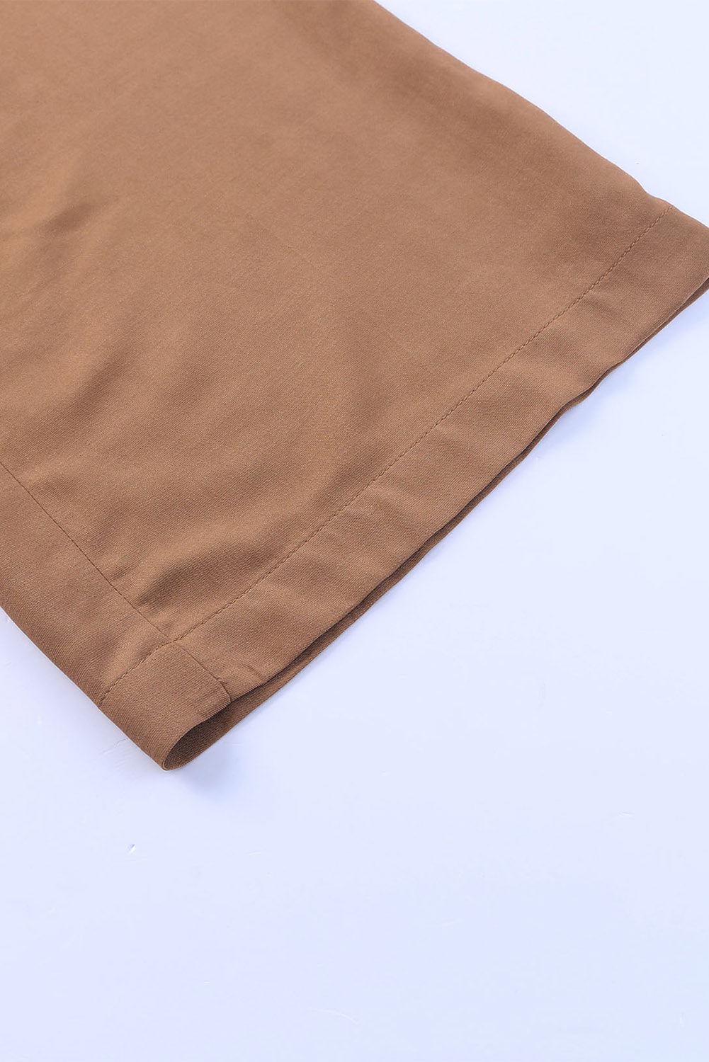 Brown Casual Drawstring Wide Leg Pants