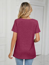 Ruched V-Neck Short Sleeve T-Shirt