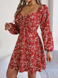 Sweetheart Neck Balloon Sleeve Mini Dress