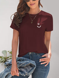 Smile Graphic Round Neck Short Sleeve T-Shirt