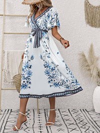 Surplice Flutter Sleeve Dress