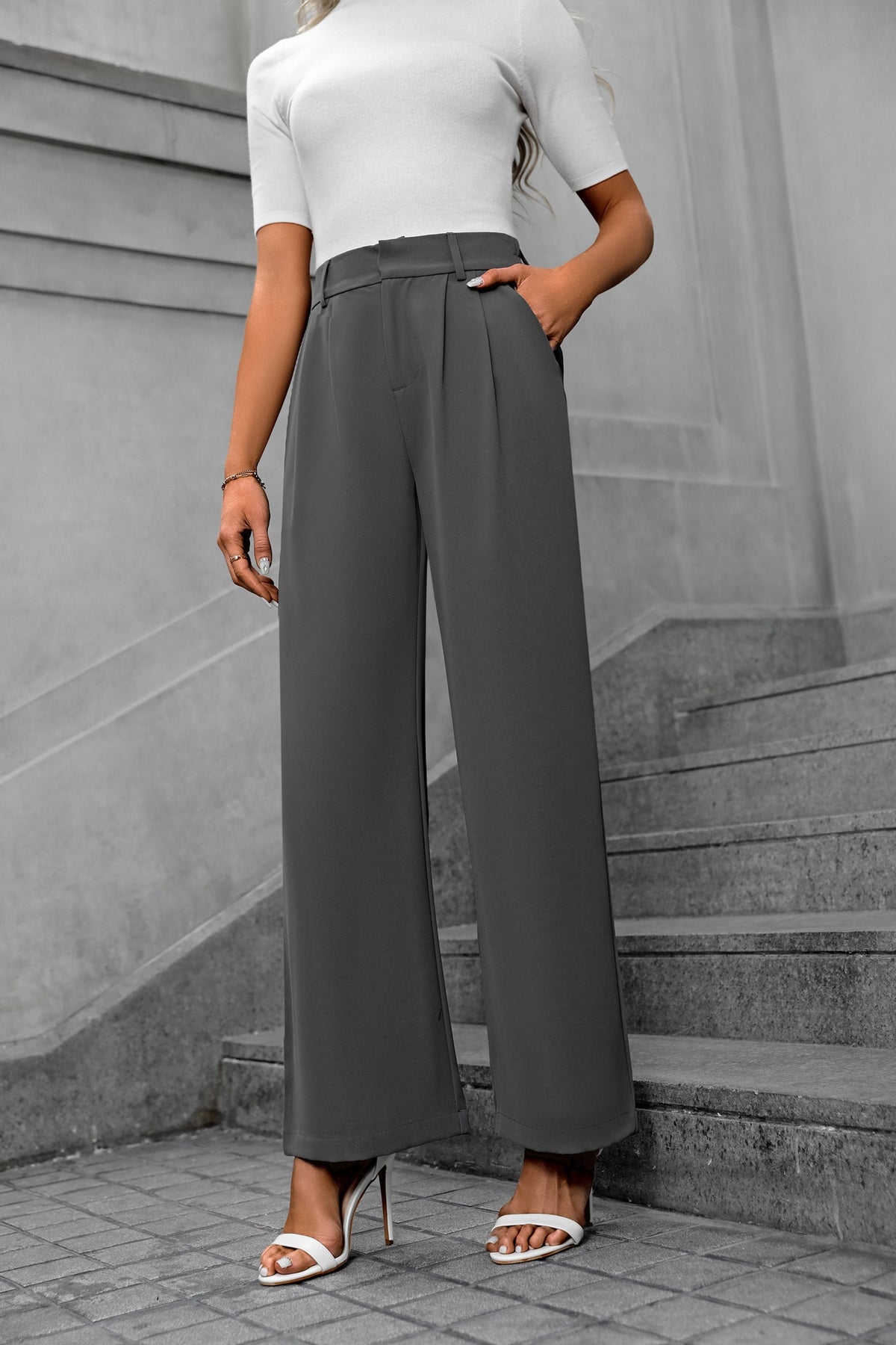 Pocketed High Waist Pants