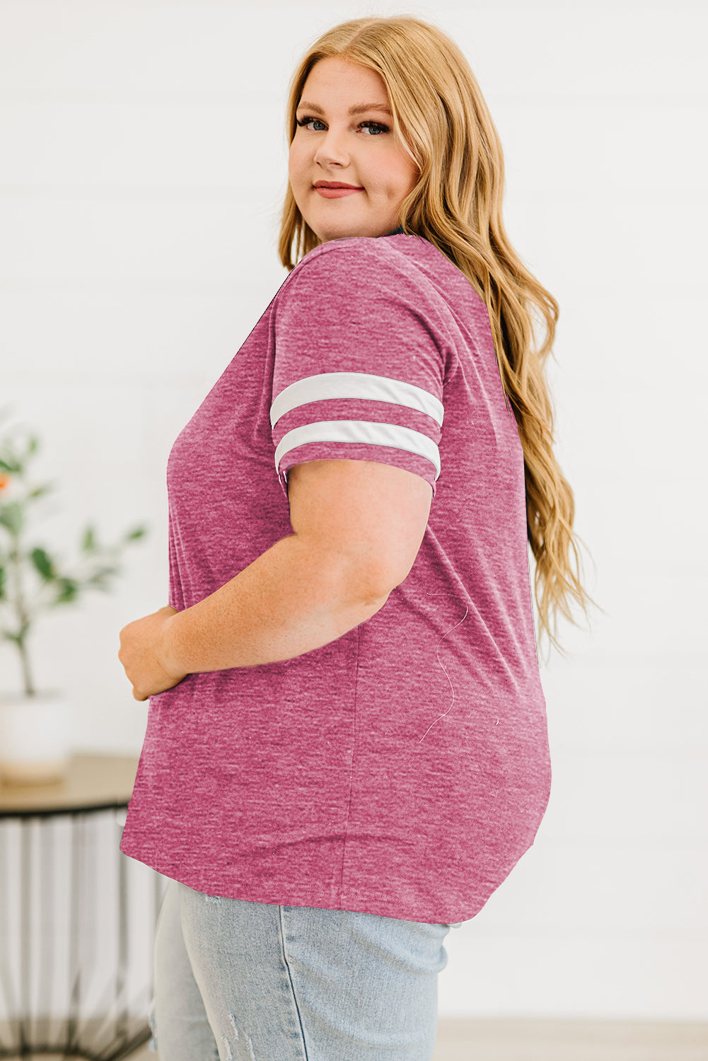 Striped V-Neck Tee Shirt