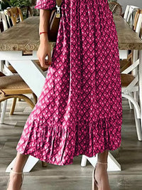 Smocked V-Neck Midi Dress