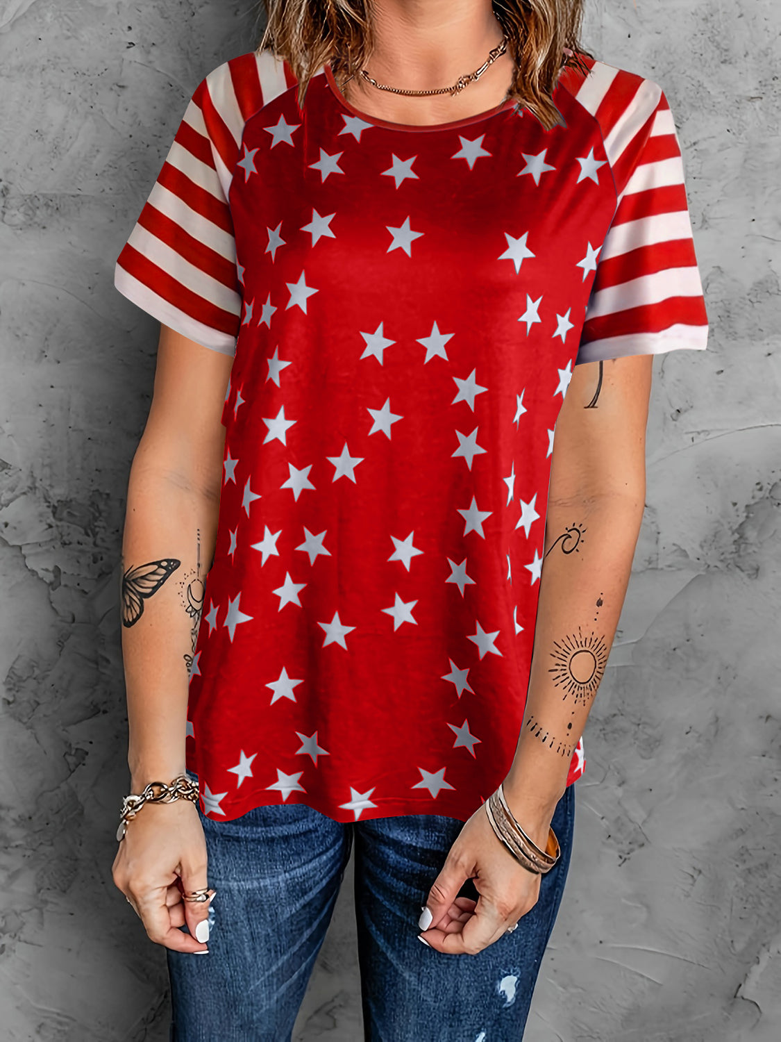 Full Size Star Striped T-Shirt