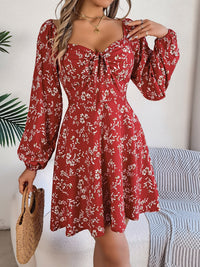 Sweetheart Neck Balloon Sleeve Mini Dress