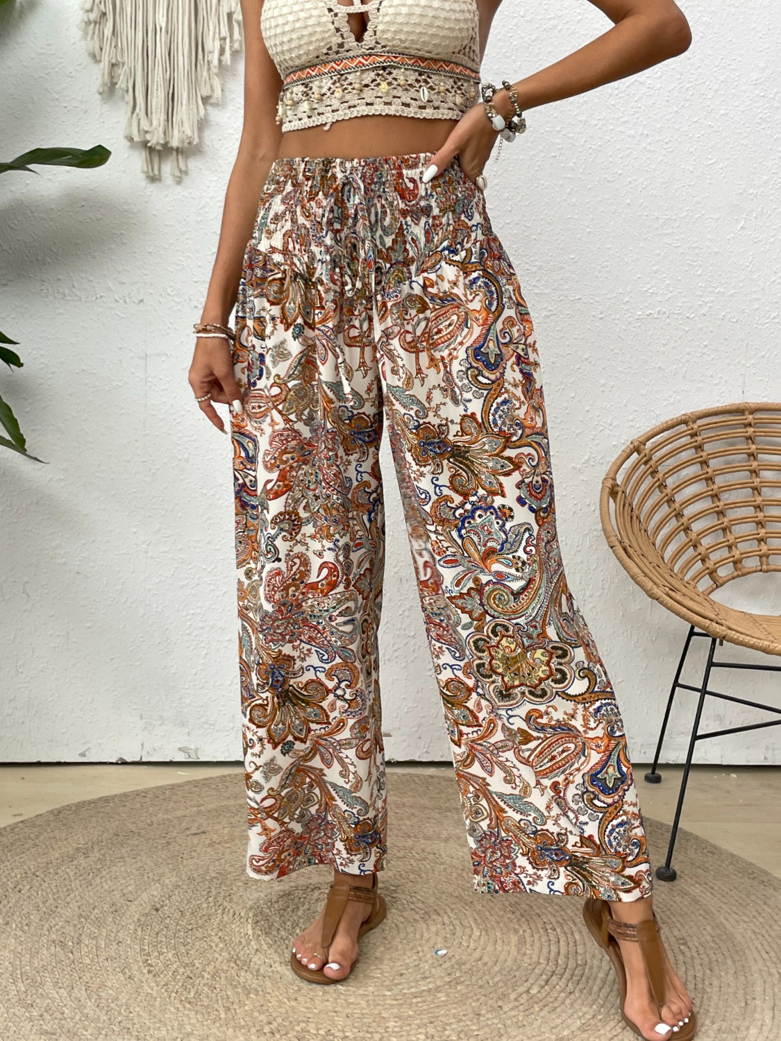 Printed Wide Leg Pants