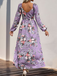 Slit Surplice Long Sleeve Maxi Dress