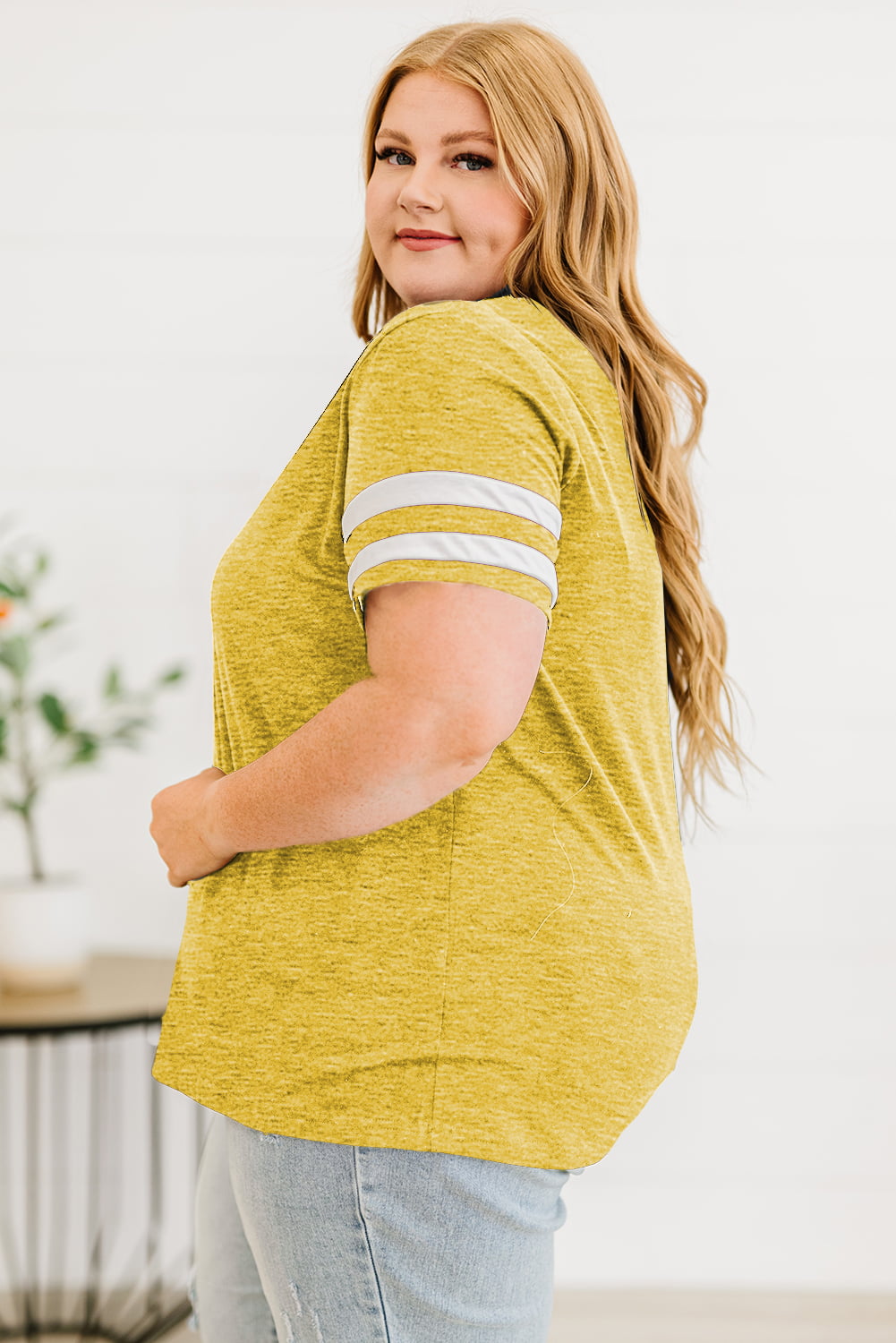 Striped V-Neck Tee Shirt