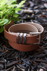 Brown PU Leather Metal Buckle Belt