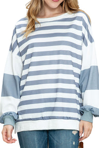 Striped Colorblock Casual Drop Shoulder Sweatshirt