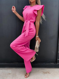 Ruffled Cap Sleeve Jumpsuit