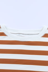 Striped Colorblock Casual Drop Shoulder Sweatshirt