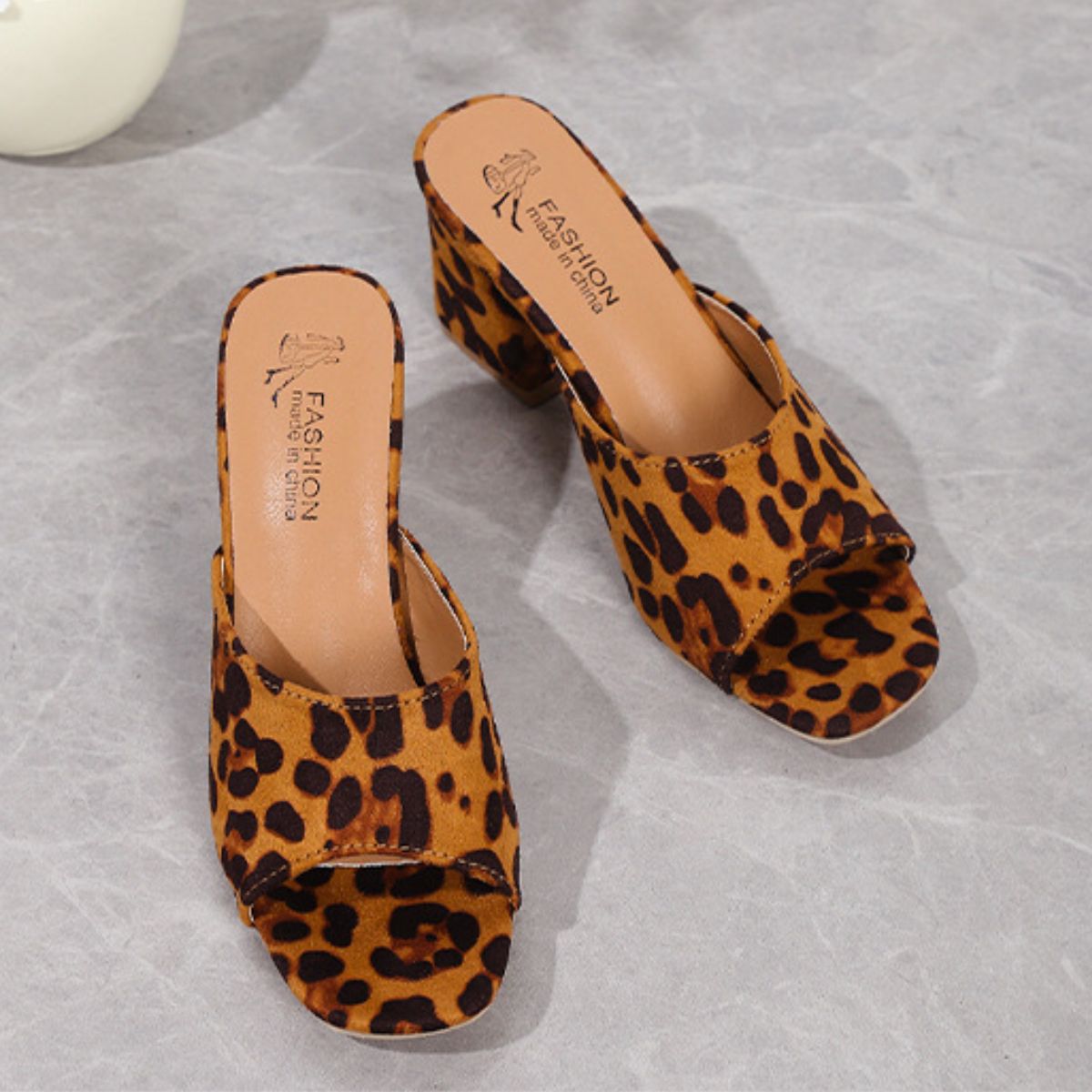 Leopard Block Suede Heels