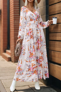 Slit Surplice Long Sleeve Maxi Dress