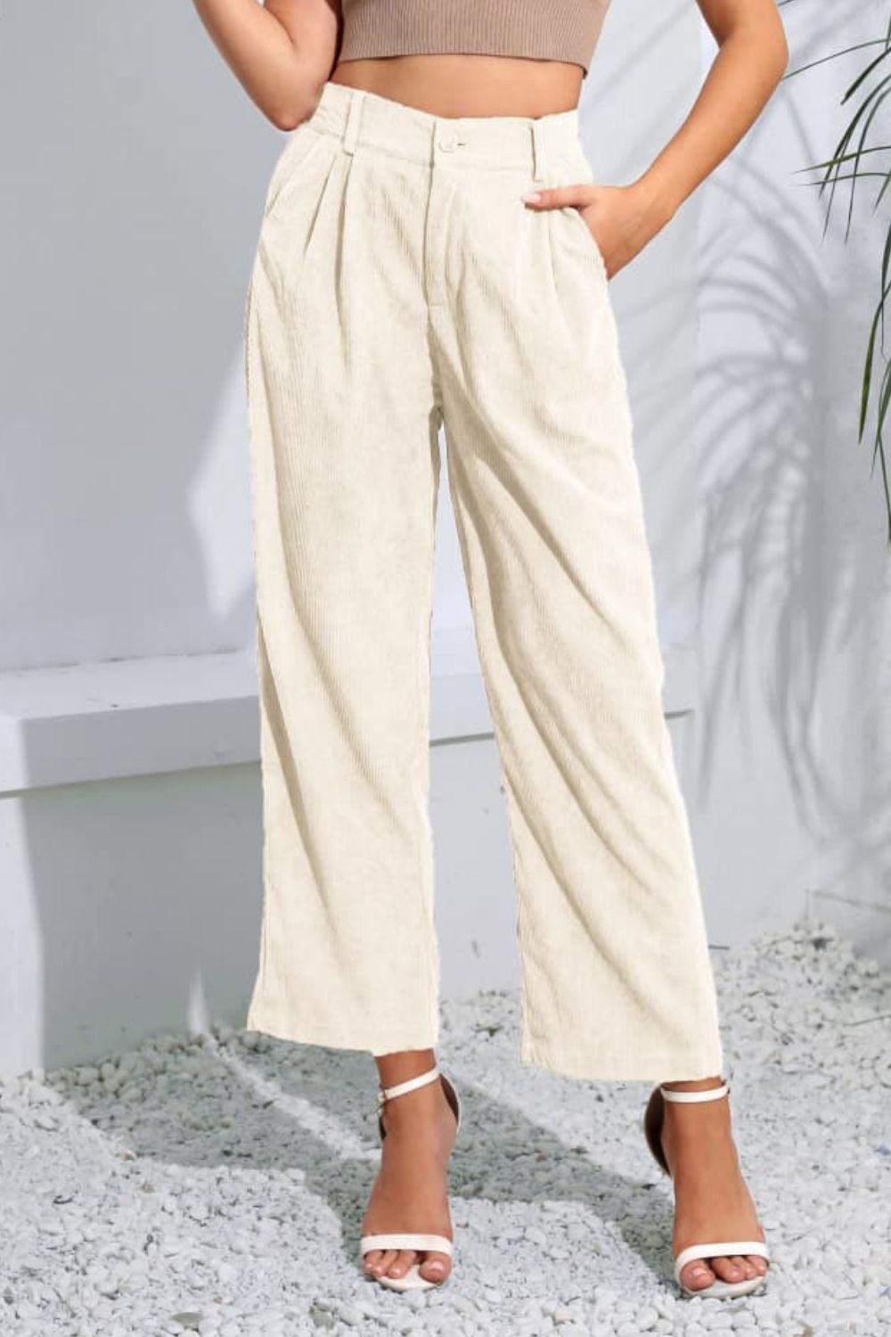 Buttoned  Straight Hem Long Pants