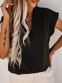 V-Neck Cap Sleeve Blouse