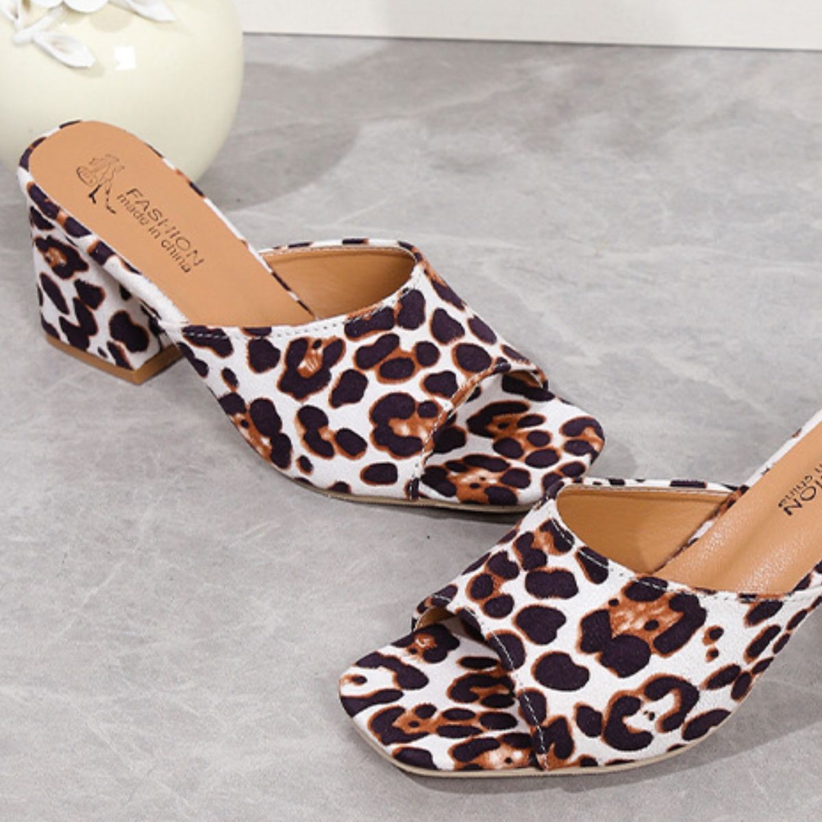 Leopard Block Suede Heels