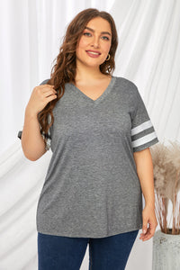 Striped V-Neck Tee Shirt