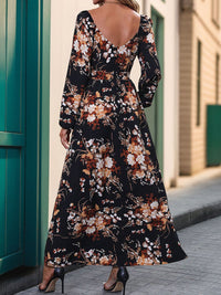 Slit Surplice Long Sleeve Maxi Dress