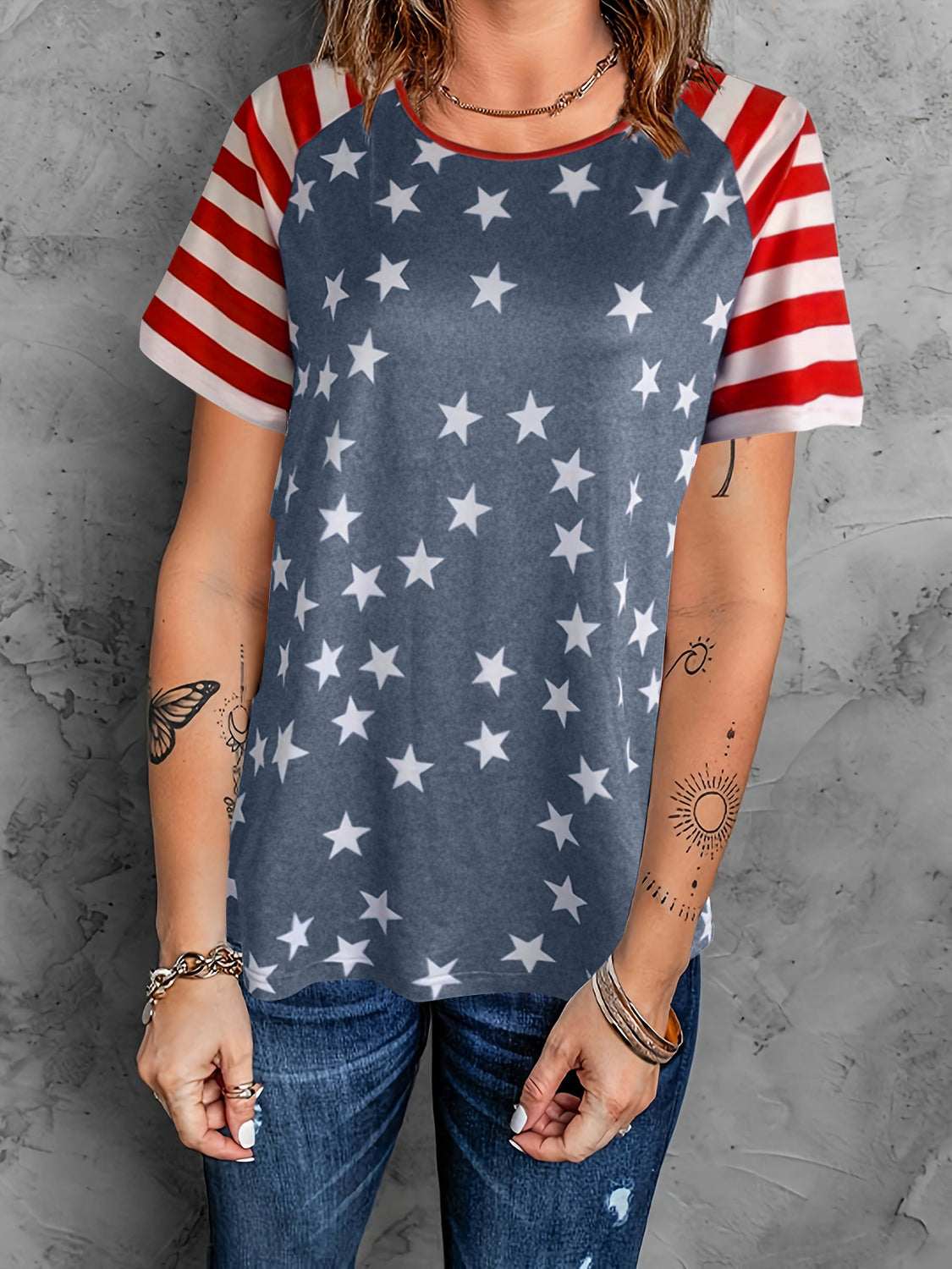 Full Size Star Striped T-Shirt