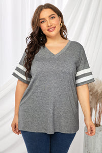 Striped V-Neck Tee Shirt