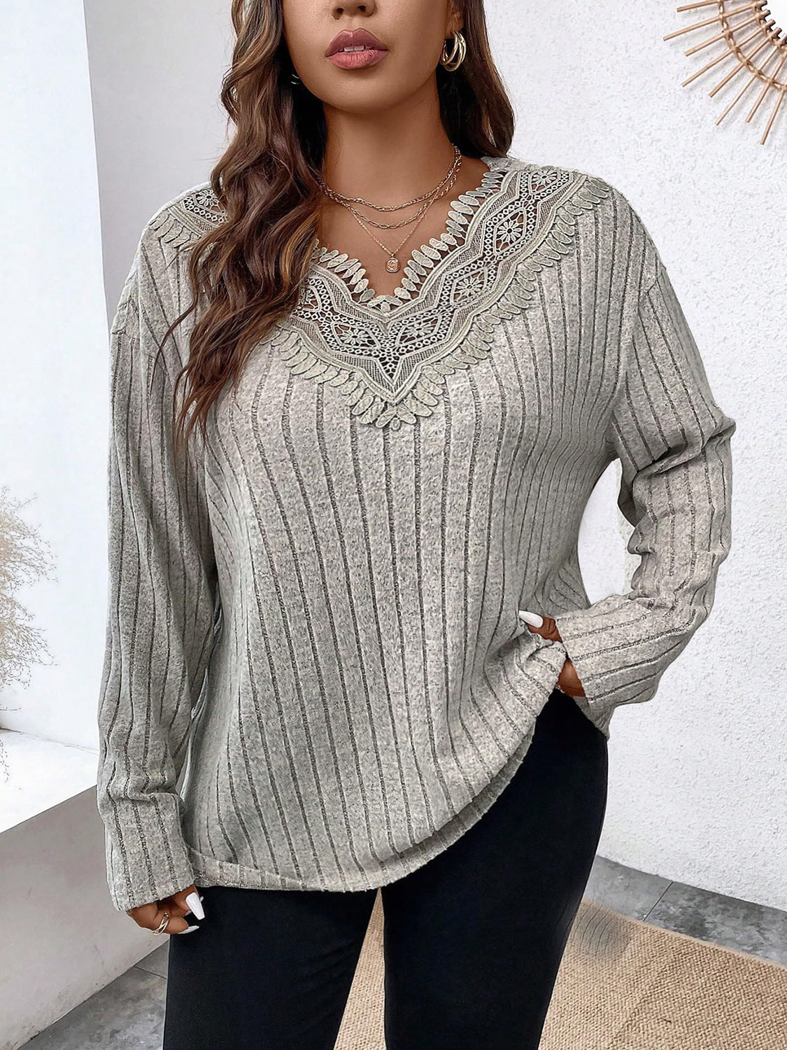 Lace Detail Long Sleeve T-Shirt