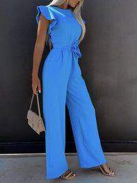 Ruffled Cap Sleeve Jumpsuit