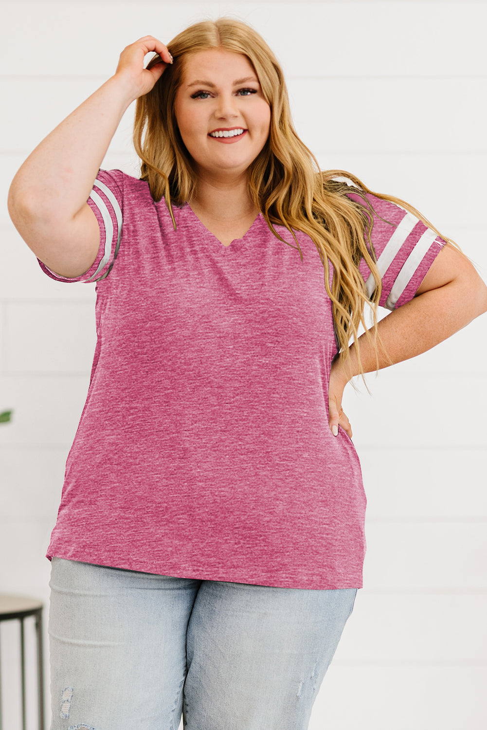 Striped V-Neck Tee Shirt