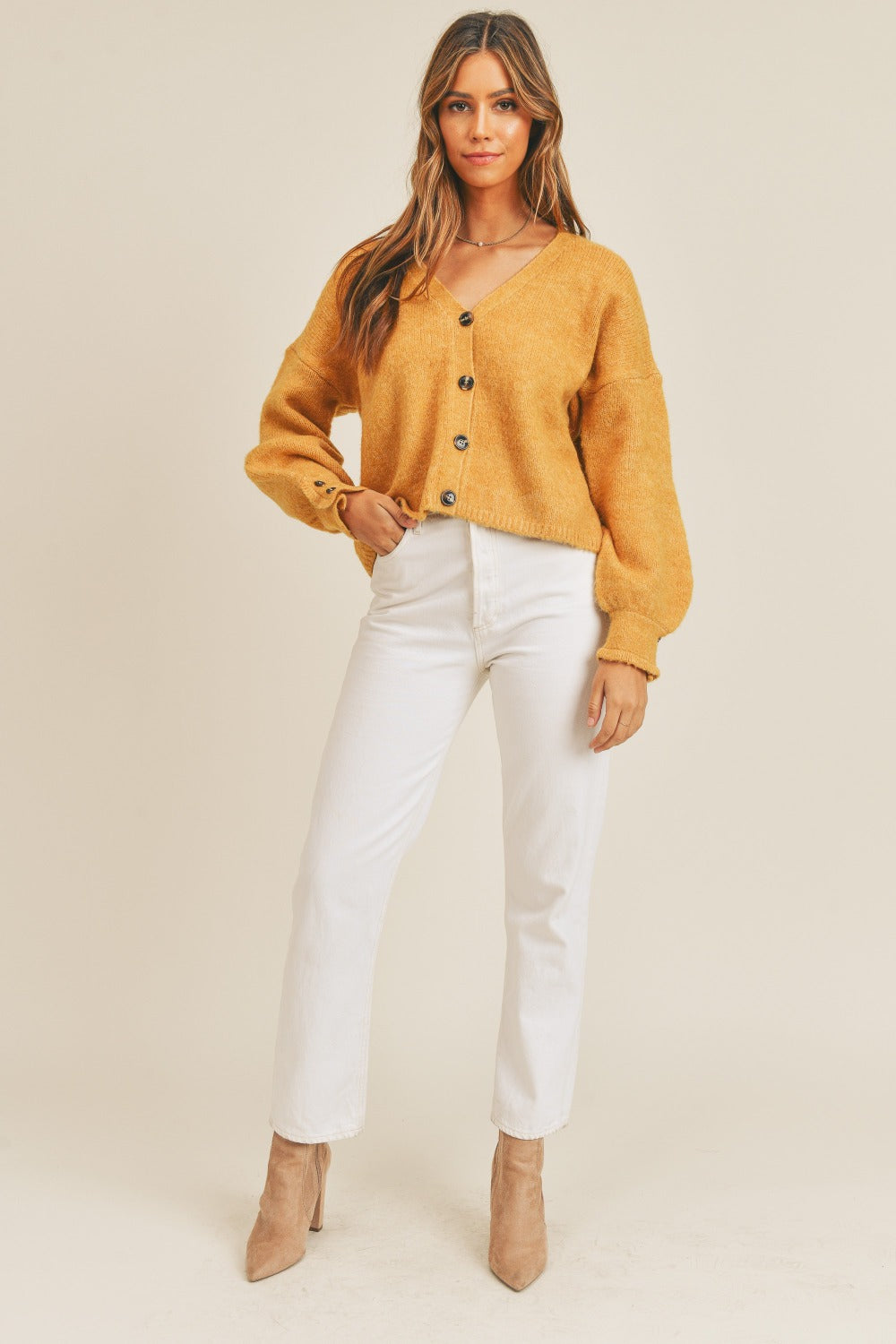 MABLE Long Sleeve Button Down Cardigan