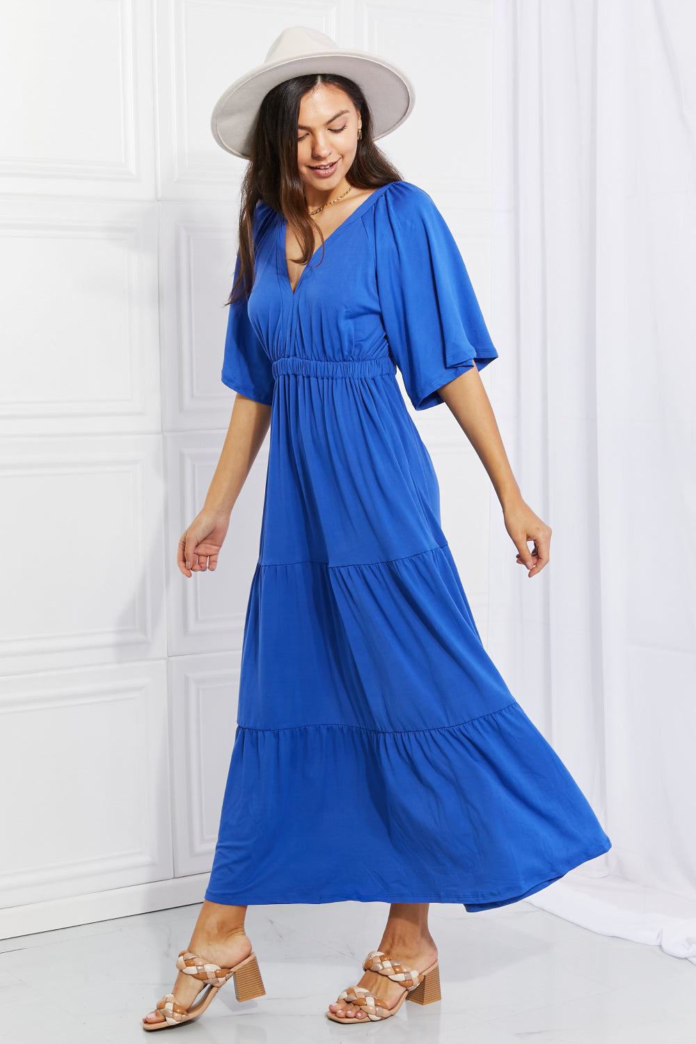 Culture Code Full Size My Muse Flare Sleeve Tiered Maxi Dress