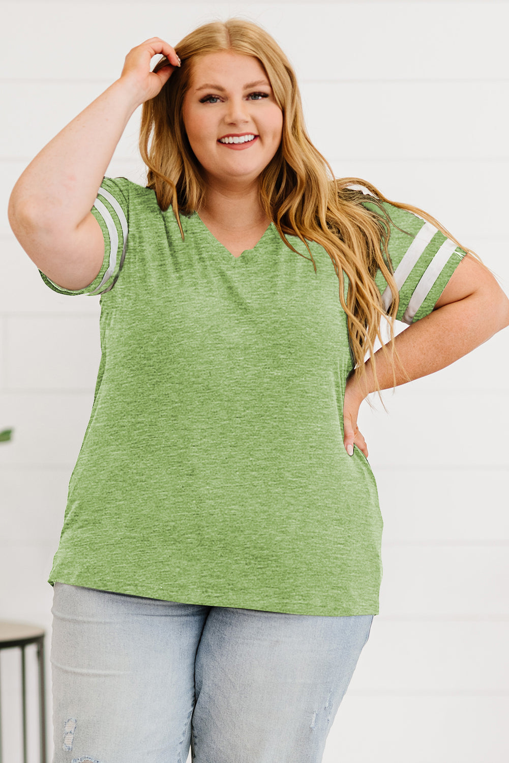 Striped V-Neck Tee Shirt