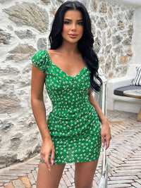 V-Neck Short Sleeve Mini Dress