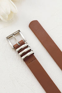 Brown PU Leather Metal Buckle Belt