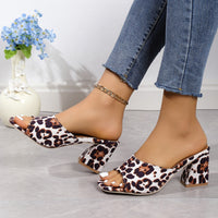 Leopard Block Suede Heels