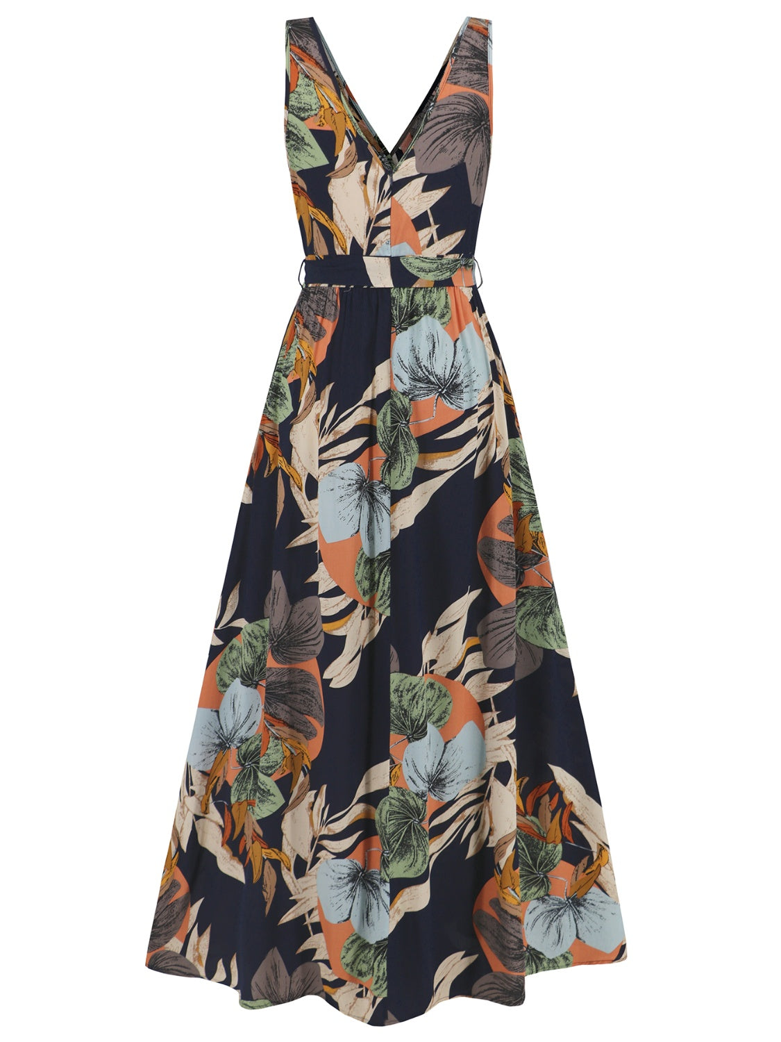 Slit Tied Printed Surplice Dress