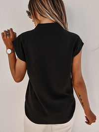 V-Neck Cap Sleeve Blouse