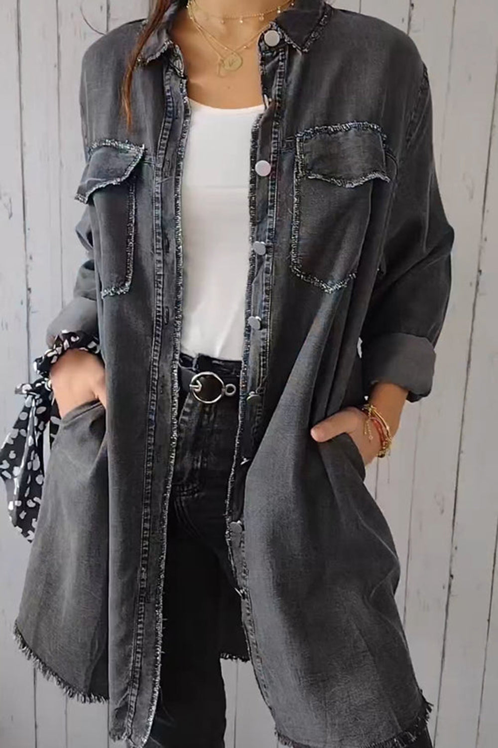 Full Size Pocketed Denim Jacket