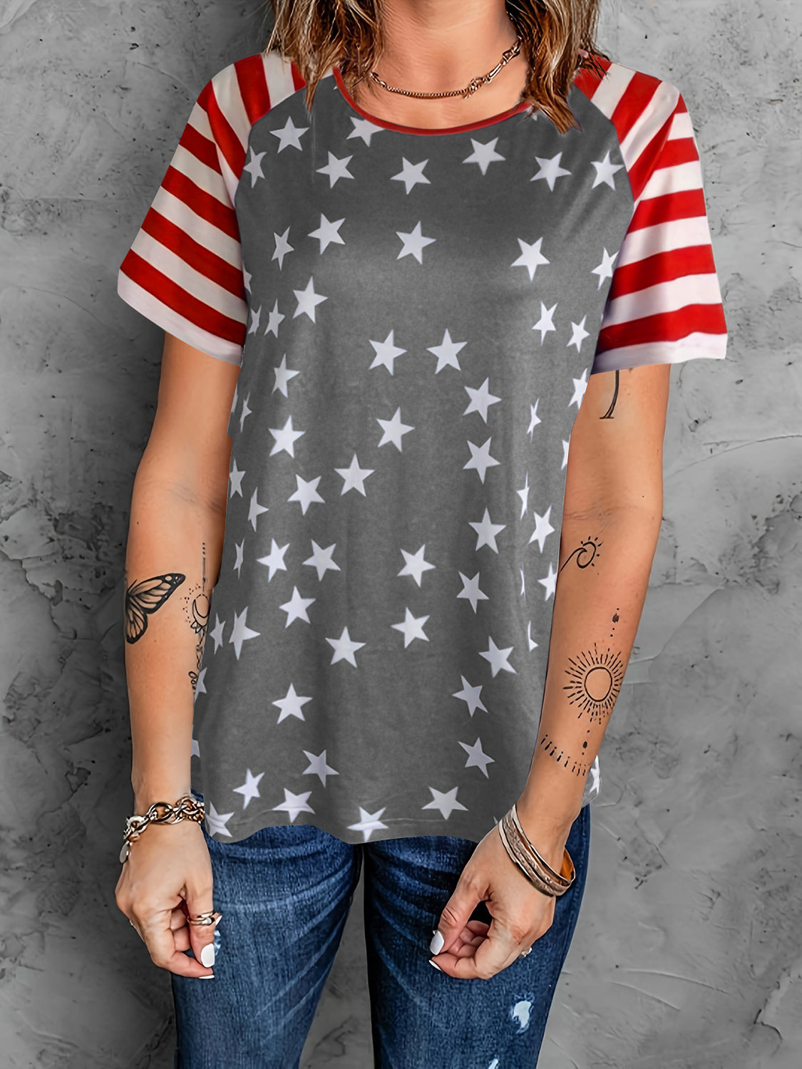 Full Size Star Striped T-Shirt