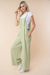 White Birch Texture Sleeveless Wide Leg Jumpsuit