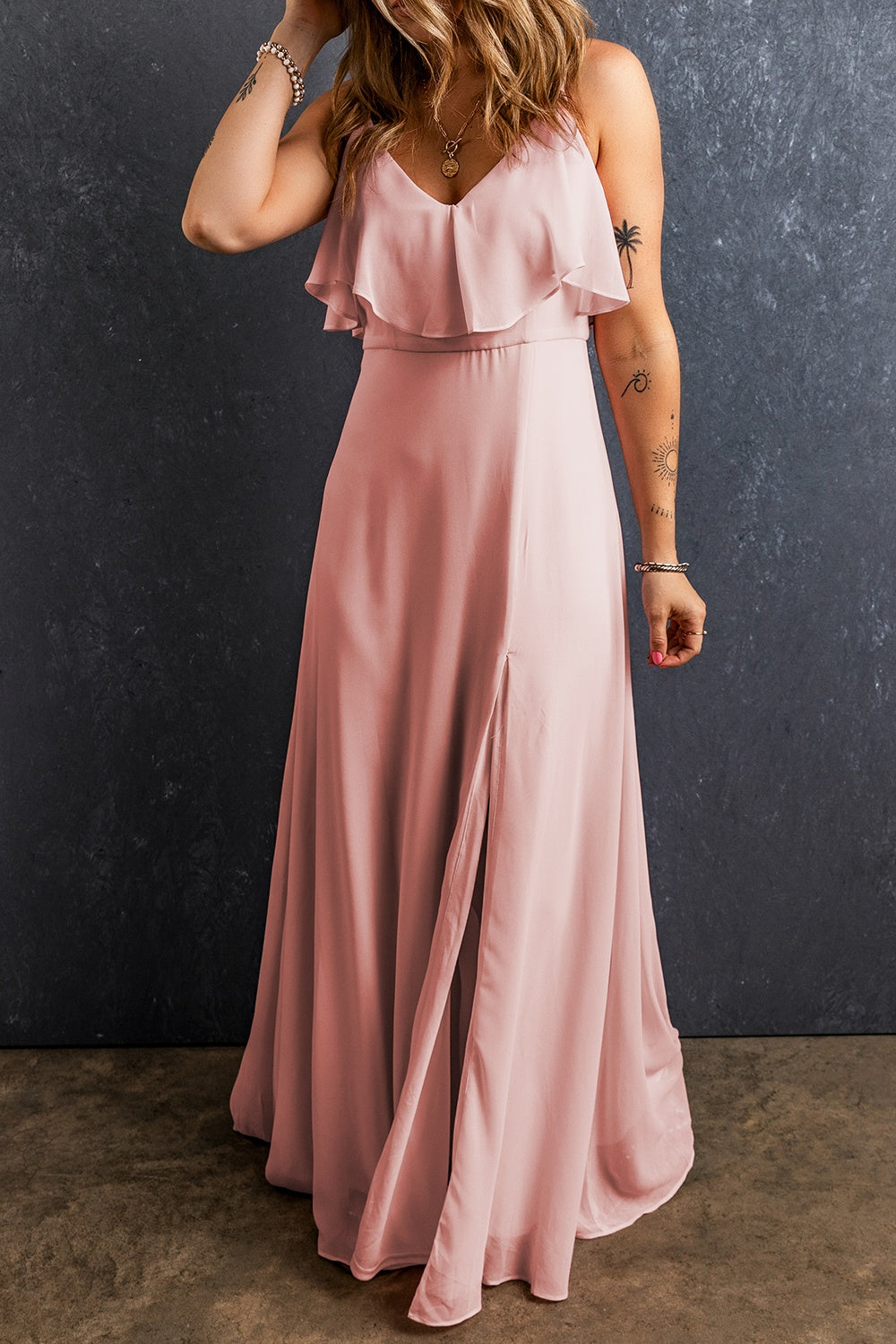 Slit V-Neck Maxi Dress