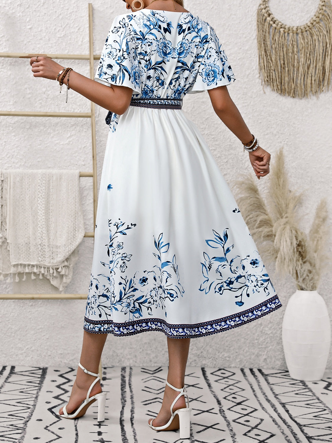 Surplice Flutter Sleeve Dress