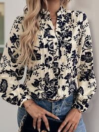 Perfee Notched Long Sleeve Shirt