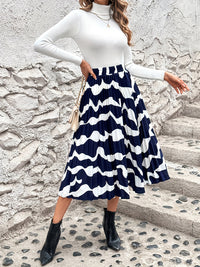 Pleated Wave Elastic Waist Skirt