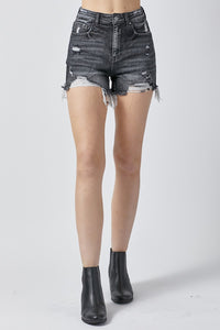 High Rise Distressed Denim Shorts