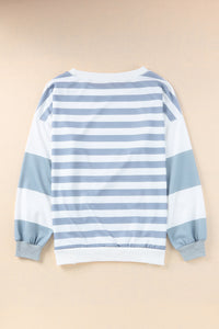 Striped Colorblock Casual Drop Shoulder Sweatshirt