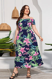 Vestido largo floral con hombros descubiertos y tamaño completo