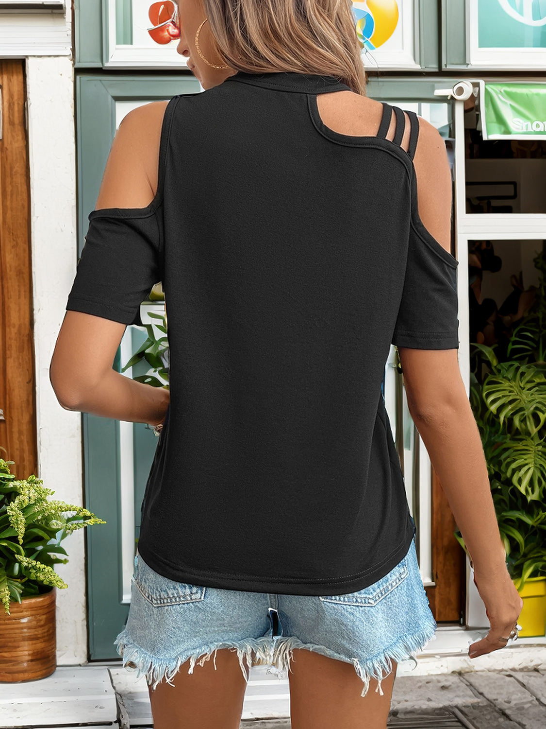 Asymmetric Cold Shoulder Tee