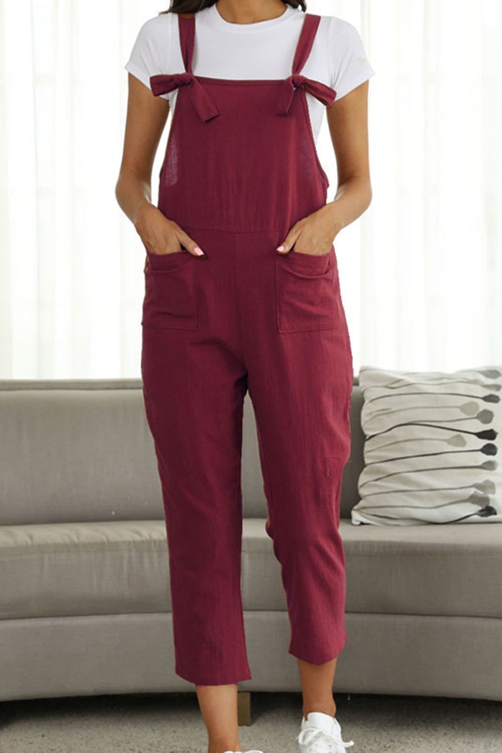 Full Size Square Neck Wide Strap Jumpsuit